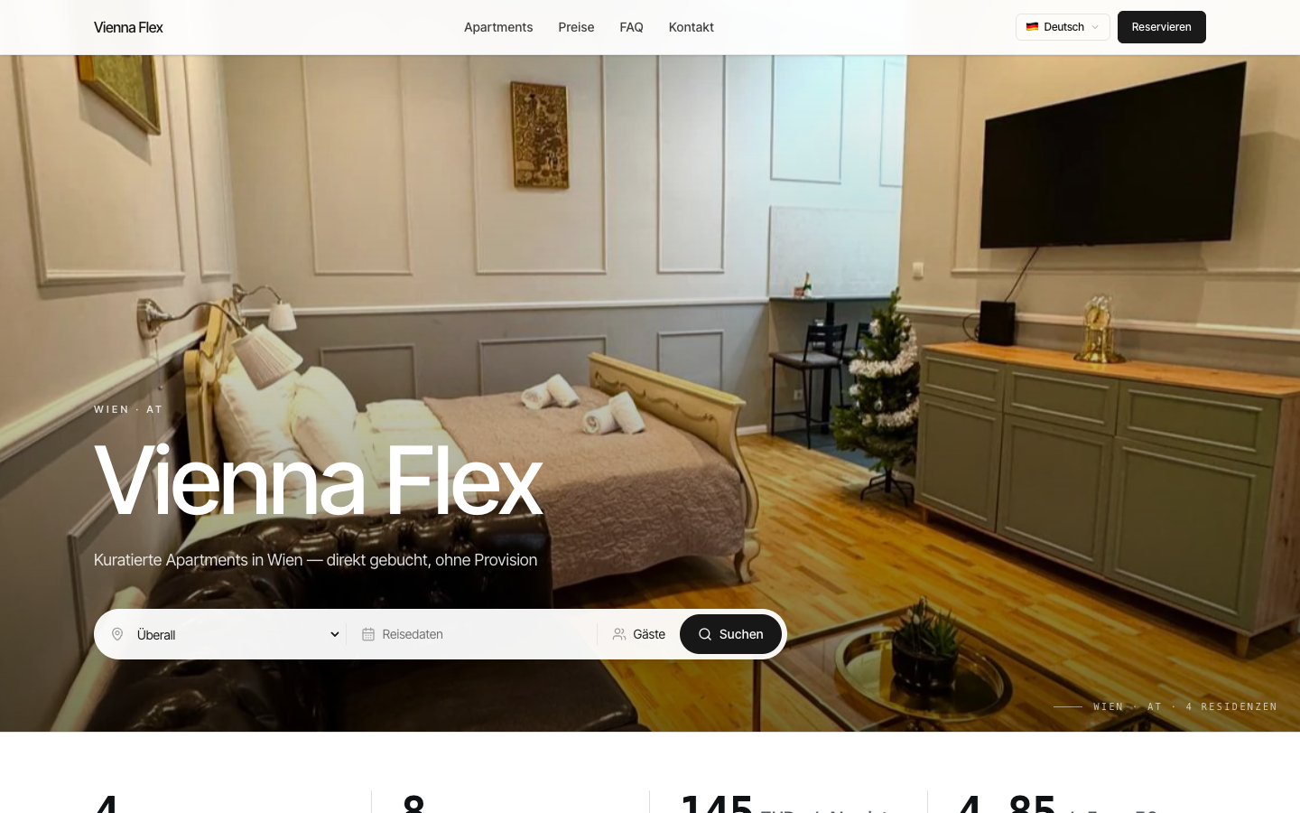 Vienna Flex Stay — pierwszy klient produkcyjny apartmentsite