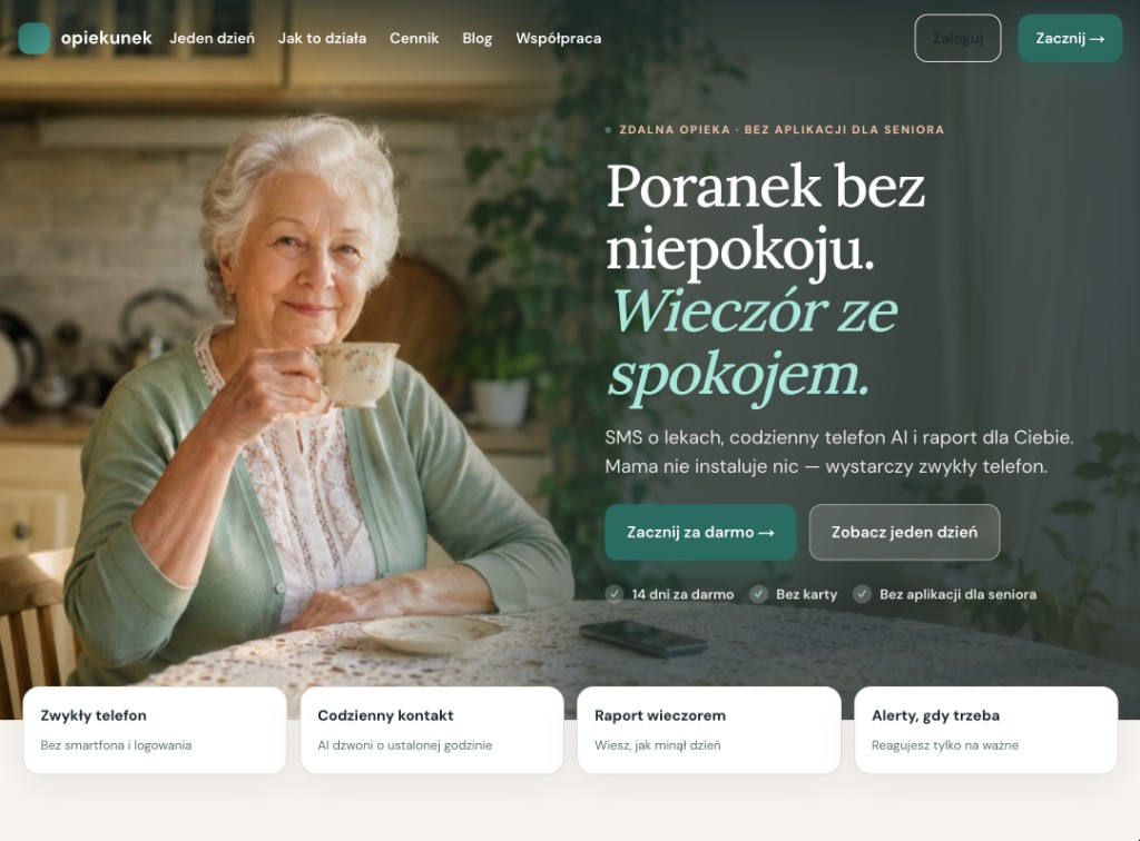 opiekunek.pl — hero marketing