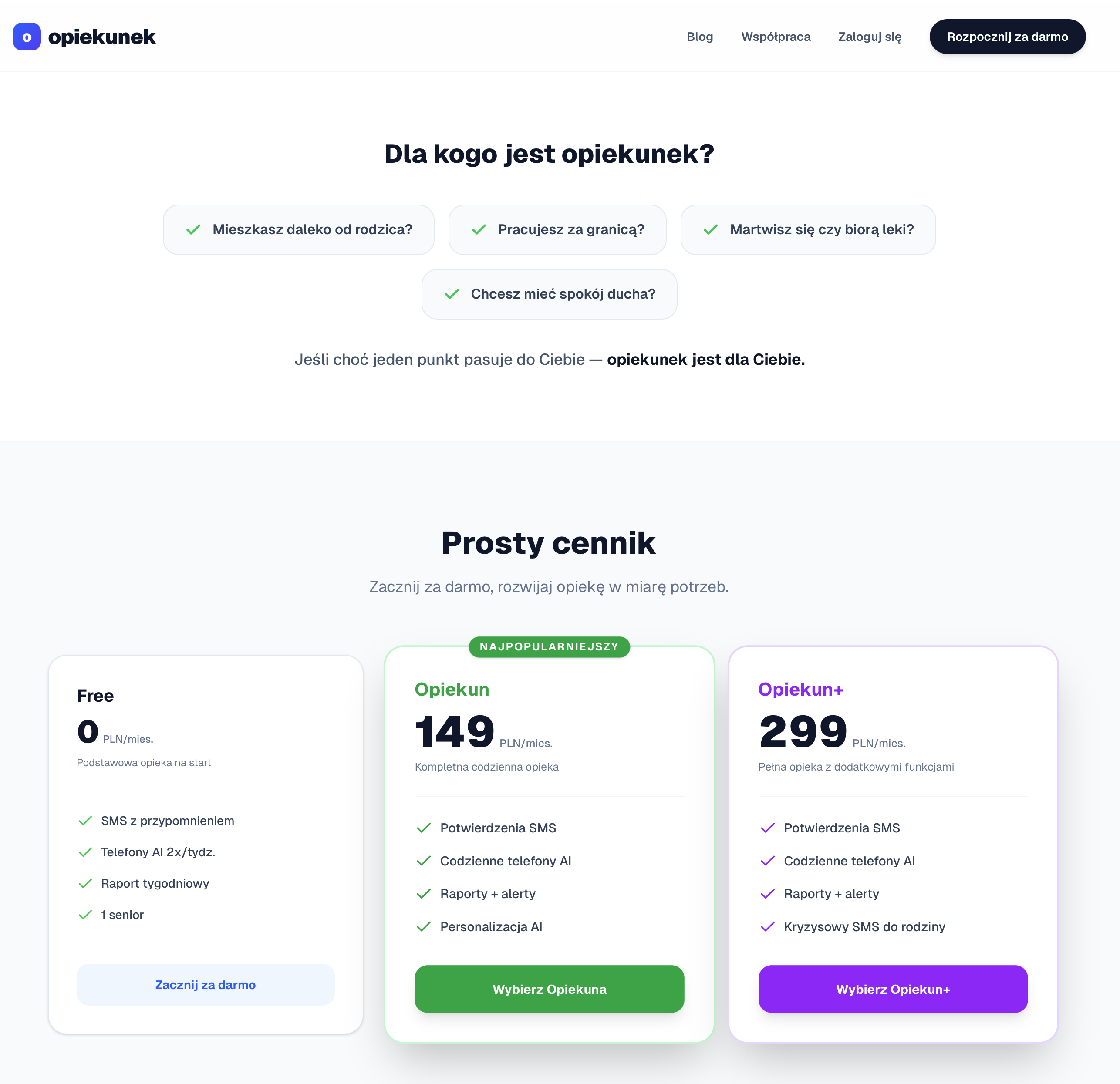 V1 Cennik — Free / 149 / 299 zł