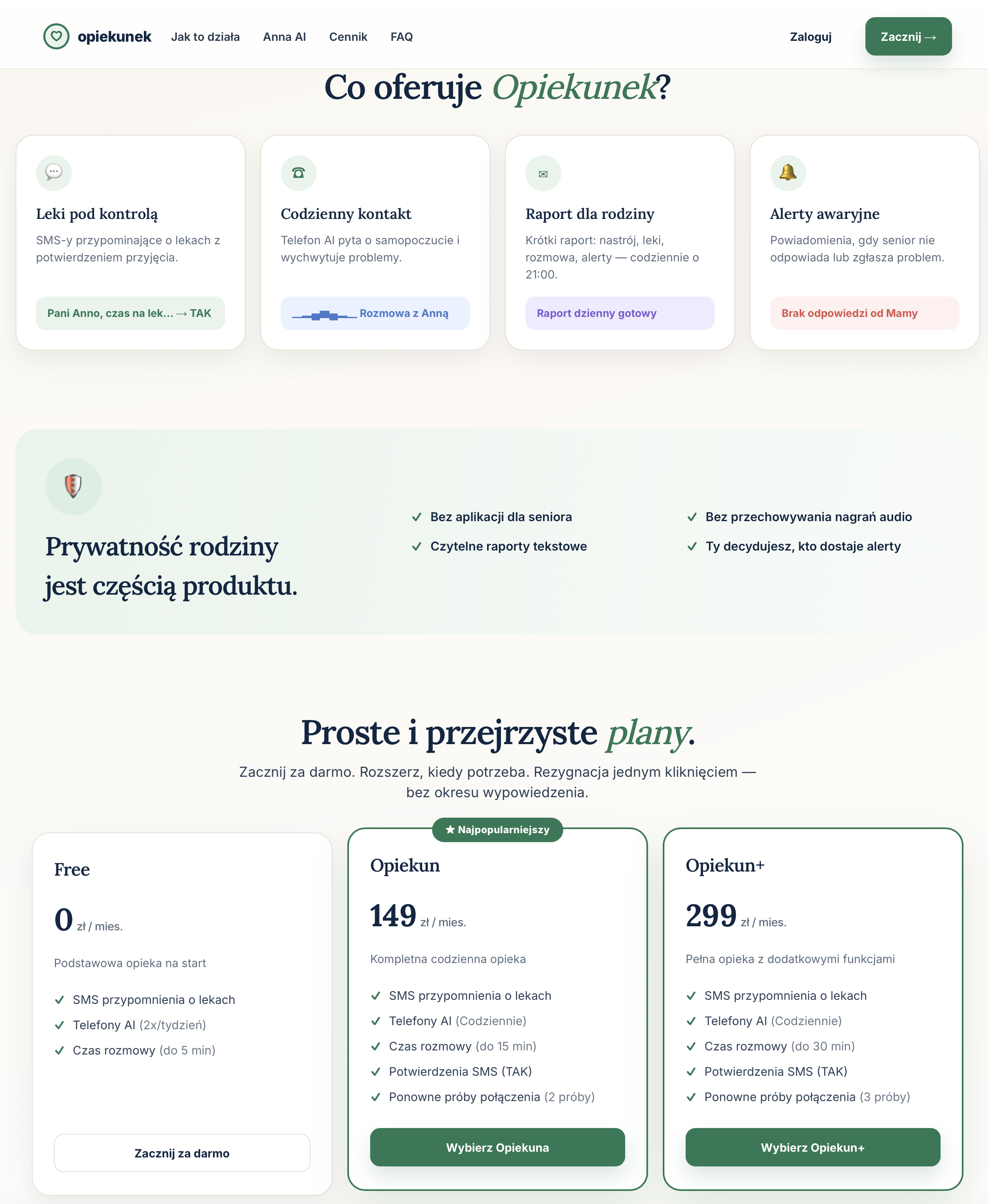V2 Features + Prywatność + Cennik