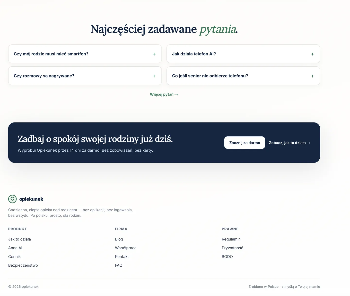 opiekunek.pl — FAQ + CTA