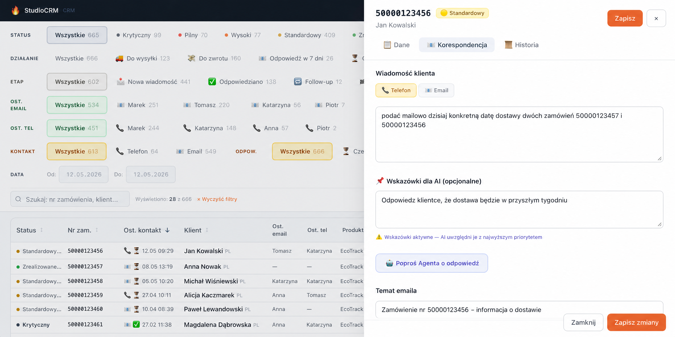 Customer Service AI — CRM z auto-odpowiedziami