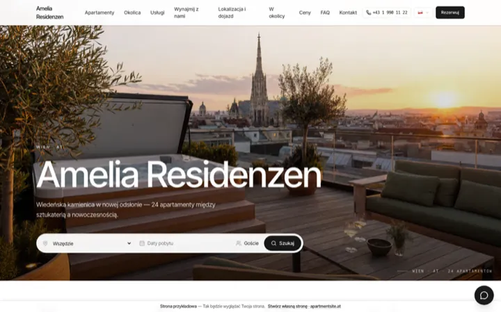 Amelia Residenzen — Apartment-Website mit Direktbuchung